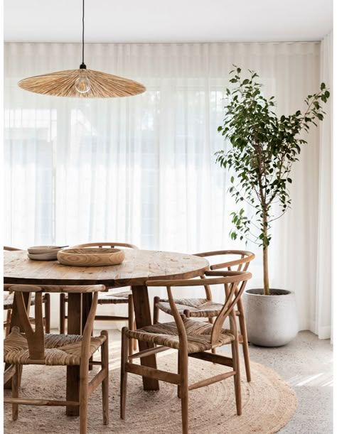 Neutral Dining Room, Rattan Pendant, Dining Room Interiors, Interior Renovation, Style Deco, Studio Interior, Dining Room Inspiration, Small Dining, The Design Files