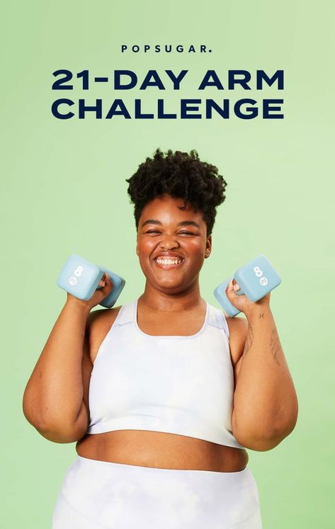 21 Day Arm Challenge, Dumbbell Challenge, Arm Flab Exercises, Three Day Diet, Arm Exercises With Weights, Arm Workout Challenge, Exercises With Weights, Full Body Pilates, Exercise Weights