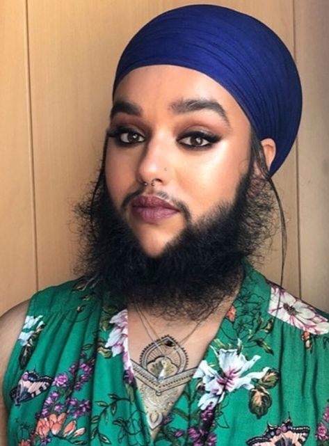 Meet Harnaam Kaur, a Bearded Lady, Who Turned Her Condition Into Her Beauty Strength and Won Our Hearts Bearded Lady Makeup, Women With Facial Hair, Harnaam Kaur, Bearded Woman, Female Facial Hair, Zine Inspiration, Ginger Smoothie, Latest Model Blouse Designs, Bearded Lady