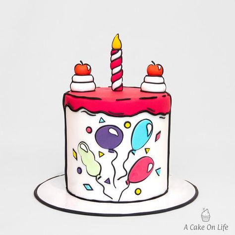 Pretty Cake Ideas, Comic Cake, Cartoon Birthday Cake, Fondant Cake Designs, Pretty Cake, Daughter's Birthday, Cake Topper Tutorial, Cartoon Cake, Design Cake