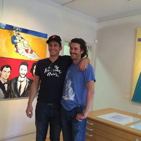 Smile! Team #Franco w/ #TomFranco repping #SyncFab @ Verne Gallery alongside Bruv #JamesFranco - Love the Shirt & Painting Tom! Thanks for the support! Tom Franco, Franco Brothers, Tom Love, Shirt Painting, Painted Toms, Thanks For The Support, James Franco, The Shirt, Big Brother