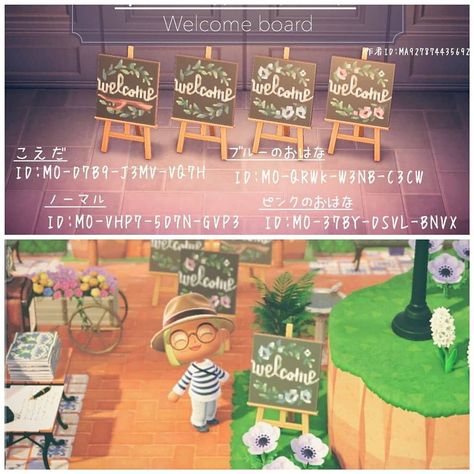 Animal Crossing - ACNH codes on Instagram: “Welcome board designed by you00155670 on Twitter  ✨ Get your island featured @kristiancrossing   ~~~~~~~~~~~~~~ #animalcrossing #nintendo…” Acnh Pattern, Ac Codes, Acnh Inspiration, Welcome Design, Welcome Board, Acnh Designs, Acnh Codes, Animal Crossing Villagers, Manatees