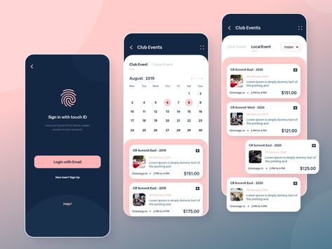 Event App UI Design by pritesh การออกแบบ Ui Ux, Application Ui Design, Desain Ux, To Do App, Ui Design Mobile, Event App, Ui Ux 디자인, App Design Layout, Club Events