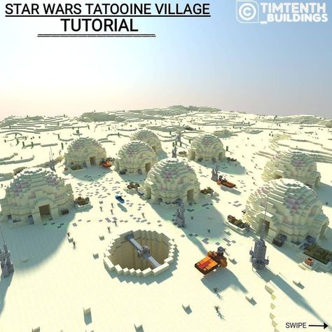 TitanBuilds | Minecraft Only on Instagram: “Minecraft - Star Wars Tatooine Village Tutorial 🏜️🤠 Rate It 1-10, Thoughts? . Follow @titanbuilds.mc 👈 Follow @titanbuilds.mc 👈 . Via:…” Minecraft Village Base, Star Trek Minecraft, Minecraft Star Wars House, Minecraft Desert Building Ideas, Star Wars Minecraft Ideas, Minecraft Ewok Village, Star Minecraft, Desert Village Minecraft, Star Wars Builds In Minecraft