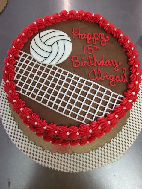 Volleyball Theme Birthday Party, Volleyball Cake Design, Volleyball Cupcake Cake, Volleyball Themed Cake, Volleyball Cake Ideas, Volley Ball Cakes, Birthday Cake Volleyball, Volleyball Cookie Cake, Volleyball Bday Cakes