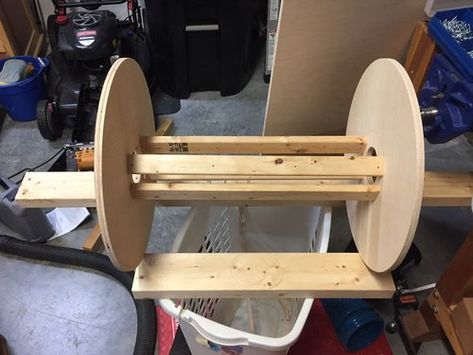 Dust Hose Reel upgrade - by Rayne @ LumberJocks.com ~ woodworking community Dust Collector Diy, Dust Collection Hose, Wire Spool, Tool Stands, Carpet Tape, Hose Storage, Shop Vacuum, Flower Bed Ideas, Wood Shop Projects