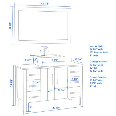 Vanity Height, Vessel Sink Bathroom Vanity, Bathroom Vanity Sizes, Standard Bathroom, Bathroom Dimensions, Bathroom Counters, Floating Vanity, Vessel Sink Bathroom, Bathroom Vanity Cabinets