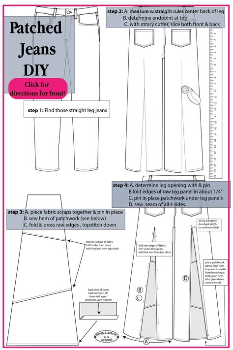 Ultimate guide to making your own patcjwork wide leg jeans! So easy and my daughter Emma loved the result! Diy Cargo Jeans, How To Make Jeans Looser, How To Widen Jeans Leg, Diy Wide Leg Jeans, Wide Leg Jeans Pattern, Patchwork Clothes Scrap Fabric, Diy Wide Leg Pants, Patchwork Clothes Fashion, Patchwork Jeans Diy