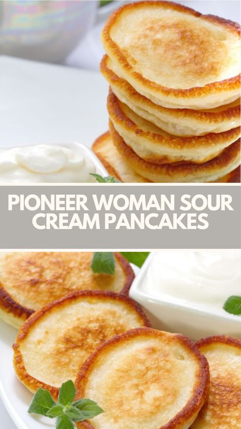 Pioneer Woman Sour Cream Pancakes use basic ingredients like flour, baking powder, eggs, and sour cream. With a prep time of around 20 minutes and serving 4, they’re a simple yet delicious breakfast option. Sour Cream Pancakes Pioneer Woman, Coconut Cream Pancakes, Pioneer Woman Sour Cream Pancakes, Pioneer Woman Pancakes, Pioneer Woman Breakfast, Pioneer Kitchen, Sour Cream Pancakes, Make Sour Cream, Cream Pancakes