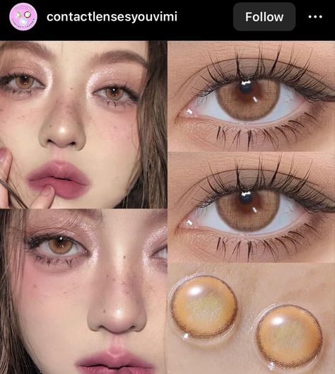 Korean Contact Lenses, Korean Beauty Makeup, Hazel Contacts, Brown Contact Lenses, Eye Lens Colour, Green Contacts Lenses, Purple Contacts, Colored Eye Contacts, Cosmetic Contact Lenses