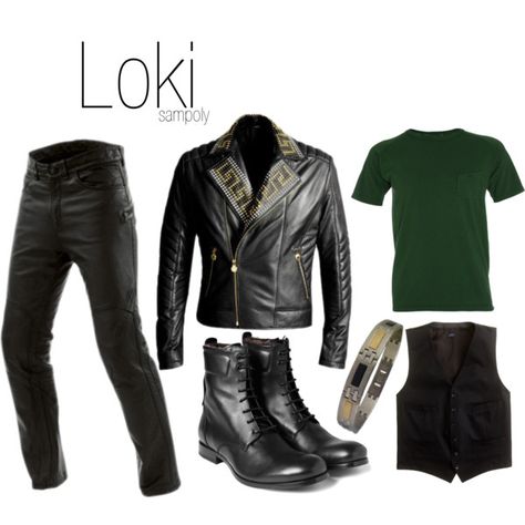 Loki (male) by sampoly on Polyvore featuring Nigel Cabourn, Dainese, Yves Saint Laurent, J.Crew, Versace and loki Loki Clothes, Marvel Inspired Outfits, Disney Bound Outfits Casual, Marvel Fashion, Princess Inspired Outfits, Geeky Clothes, Avengers Outfits, Nerdy Outfits, Marvel Clothes