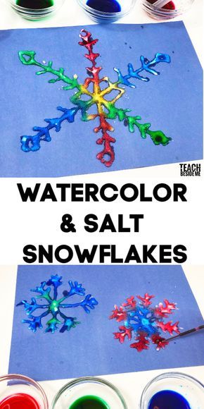 Watercolor salt and glue art~ winter snowflake craft ~ An awesome science and art combo! Fun January Crafts For Kids, Christmas Craft Age 8, Winter Decor Ideas For School, Christmas Craft All Ages, Winter Wall Art Ideas, Winter Craft Second Grade, Glue Crafts For Toddlers, Snowflakes For Preschoolers, January Crafts For Seniors Nursing Homes