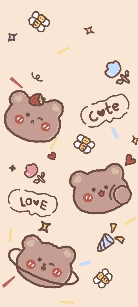 Kawaii Bear Wallpaper, Luvbot Wallpaper, Wallpapers Hello Kitty, Simpson Wallpaper Iphone, Iphone Wallpaper Cat, Iphone Wallpaper Kawaii, Whatsapp Wallpaper, Cute Pastel Wallpaper, Soft Wallpaper