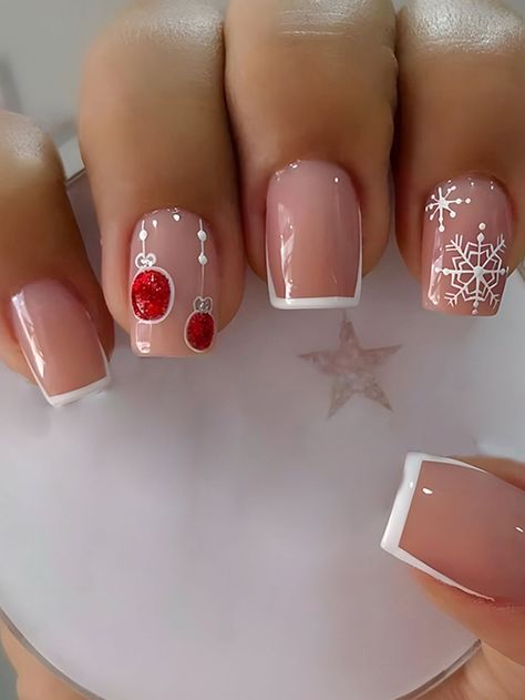 December Nails, Christmas Nails Easy, Christmas Gel Nails, Christmas Nails Acrylic, Short Acrylic Nails Designs, Xmas Nails, Christmas Nail Designs, Fancy Nails, Nail Arts