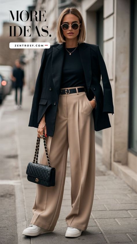 Modern Office Attire Women, Fall Womans Outfits 2024, Sleek Office Outfit, Fall 2024 Transition Outfits, Author Style Fashion, Cool Office Outfits Women Casual, Women Office Outfits Casual, Work Outfits Street Style, Bold Women Outfits