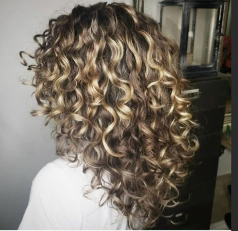 Full Head Of Highlights, Head Of Highlights, Natural Curly Hair Cuts, Highlights Curly Hair, Curly Hair Photos, Colored Curly Hair, Medium Curly Hair Styles, Curly Haircuts, Permed Hairstyles