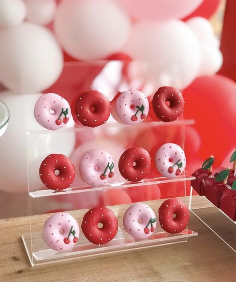 Cherries Birthday Theme, Cherry 1st Birthday Party, Cherry On Top Theme, Cherry Decorations Party Ideas, Cherry Baby Shower Ideas, Cherry Themed Birthday Party, Cherry Centerpiece, Cherry On Top Birthday Party, Cherry Party Decorations