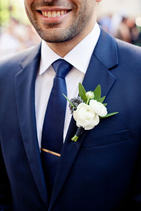 Navy Suit With Navy Tie, Navy Suit Boutonniere, Navy Suit Navy Tie, Navy Boutonniere, Best Groom Suits, Boutineer Wedding, Navy Groom, Navy Suit Wedding, Chicago Cultural Center