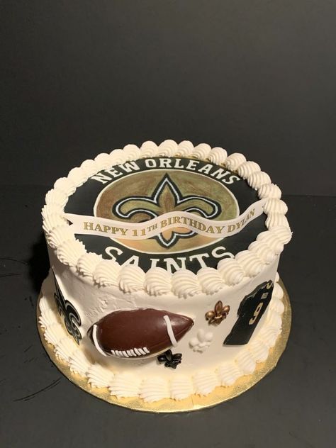 Saints Party Ideas New Orleans, New Orleans Saints Cake, New Orleans Saints Grooms Cake, New Orleans Cake, New Orleans Saints Football, New Orleans Saints, Birthday Cakes, New Orleans, Birthday Ideas