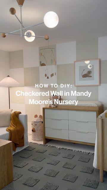 Checkered Nursery, School House White, Checkered Wall, Nursery Accent Wall, Girly Nursery, Nursery Trends, Bedroom Wall Designs, Nursery Room Design, Nursery Paintings