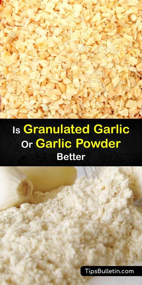 Discover the differences between granulated garlic and garlic powder. Dehydrated garlic, minced garlic, garlic salt, and garlic flakes have the garlic flavor of fresh garlic cloves, but they have different textures. #granulated #garlic #powder Dehydrated Garlic, Granulated Garlic, Garlic Health Benefits, Spice Blends Recipes, Garlic Garlic, Garlic Benefits, Acid Reflux Diet, Herb Seasoning, Garlic Bulb