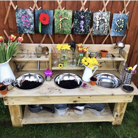 Early Years Outdoor Area, Outdoor Area Ideas, Mud Kitchen Ideas, Eyfs Outdoor Area, Preschool Playground, Outdoor Learning Activities, Preschool Garden, Outdoor Learning Spaces, Outdoor Nursery