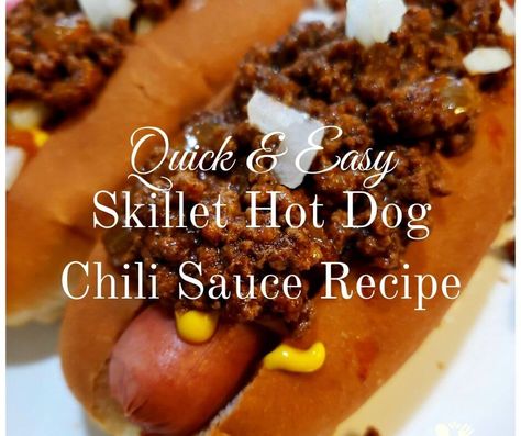 Skillet Hot Dog Chili Recipe - Julias Simply Southern - Quick & Easy Small Batch Hot Dog Chili, Southern Hot Dog Chili, Easy Hot Dog Chili, Hot Dog Chili Recipe, Homemade Hot Dog Chili, Chili Dog Chili Recipe, Hot Dog Sauce Recipe, Hotdog Chili Recipe, Coney Sauce