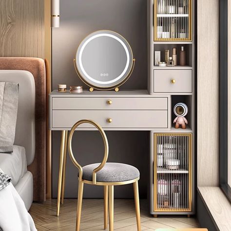 Light Luxury Dresser Modern Simple Storage Cabinet Bedroom Organizer Makeup Table Aesthetics Luxury Dresser, Storage Cabinet Bedroom, Bedroom Organizer, Dresser Modern, Cabinet Bedroom, Organizer Makeup, Makeup Table, Makeup Vanity, Storage Cabinet