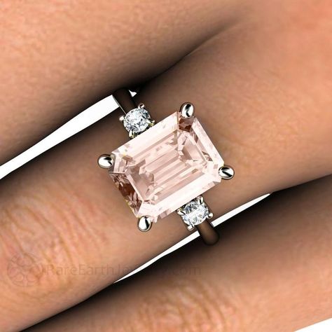 Earth Jewelry, Engagement Ring Emerald, Engagement Rings Affordable, Engagement Ring Rose Gold, Handmade Engagement Rings, Emerald Engagement Ring Cut, Morganite Engagement, Ring Emerald, Morganite Engagement Ring