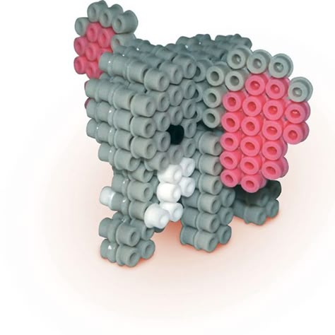 3D Elephant perler beads - sescreative Perler Beads Animals, Elephant Perler, Bracelet Patterns Easy, Bead Bracelet Patterns, Beads Animals, 3d Elephant, Perler Creations, Pokemon Perler Beads, 3d Perler Bead