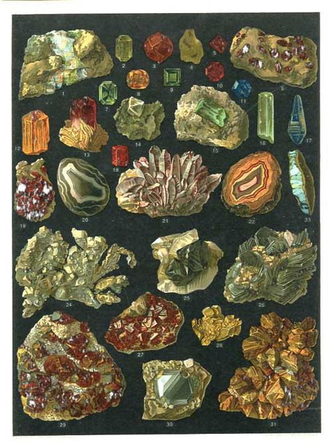 Gemstone Art, Wild Apple, Images Vintage, Scientific Illustration, Digital Collage Sheets, Arts And Crafts Projects, Gems And Minerals, Collage Sheet, Rocks And Minerals