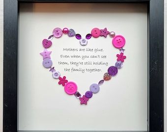 Heart Button Frame, friends are like buttons they hold everything together, deep box frame, gift - Etsy UK Buttons Ideas, Button Art Projects, Buttons Crafts Diy, 3d Box Frames, Button Heart, Buttons Crafts, Button Frames, Rainbow Garden, Butterfly Tree