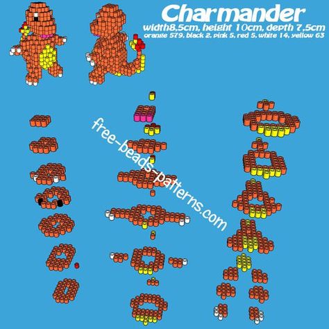 Pokemon Charmander free 3d perler beads iron beads pattern tutorial - free perler beads patterns fuse beads Hama Beads 3d Hama Beads Patterns Pokemon, 3d Perler Patterns, Perler Bead Patterns 3d Easy Pokemon, 3d Fuse Beads Patterns, Perler Bead 3d Patterns, Pokémon Perler Beads, 3d Perler Bead Patterns, Hama Beads 3d, Pokemon Charmander