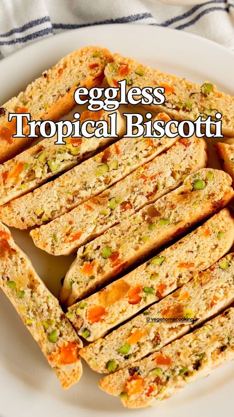 Eggless Biscotti Recipe, Eggless Cookie Recipes, Eggless Cookies, Eggless Cake Recipe, Dried Pineapple, Eggless Recipes, Biscotti Cookies, Eggless Baking, Biscotti Recipe