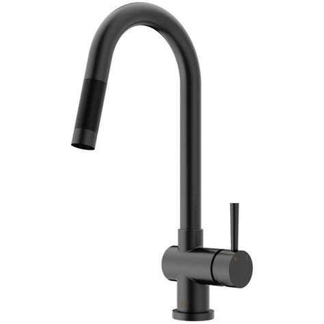 VIGO Gramercy Single-Handle Pull-Down Sprayer Kitchen Faucet in Matte Black Black Kitchen Faucet, Matte Black Faucet, Retractable Hose, Black Faucet, Pull Out Faucet, Black Kitchen Faucets, Bar Faucets, Single Handle Kitchen Faucet, Remodel Kitchen