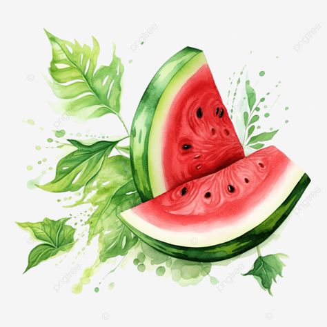 watermelon leaves watercolor illustration watermelon watercolor leaves png Watercolor Art Watermelon, Watermelon Drawing Realistic, Watermelon Illustration Cute, Watermelon Leaves, Watermelon Digital Art, Watermelon Watercolor, Watermelon Abstract Art, Leaves Png, Png Illustration