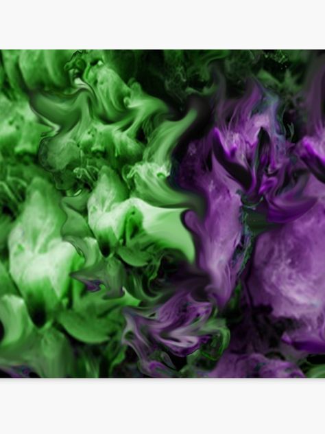 "Liquid smoke Purple and Green (hulk inspired)" Canvas Print by B9Cre8tions | Redbubble Green And Violet, Purple And Green Wallpaper, Green Purple Moodboard, Dark Green And Purple Aesthetic, Green And Purple Wallpaper, Green Purple Aesthetic, Purple Green Aesthetic, Purple Green, Green And Violet Aesthetic