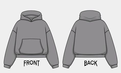 Blank Hoodies Template, Sweatshirt Flat Sketch, Oversized Hoodie Pattern, Hoodie Technical Drawing, Hoodie Layout, Hoodie Sketch, Hoodie Outline, Hoodie And Sweatpants Outfit, Graphic Design Clothing