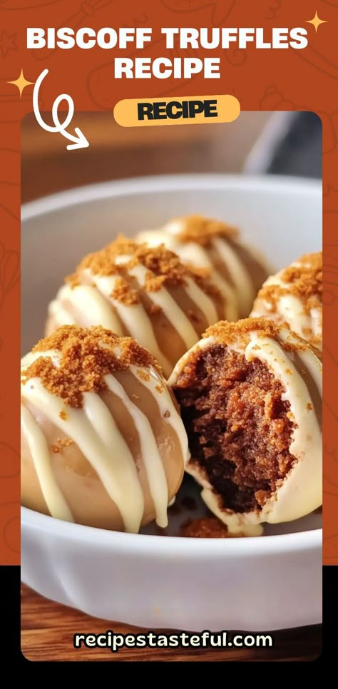 These indulgent Biscoff Truffles are made with crushed Biscoff cookies, cream cheese, and a creamy white chocolate coating, making them a delicious treat that’s perfect for holidays or any special occasion. The Biscoff cookie butter drizzle adds an extra layer of flavor to these bite-sized sweets. #BiscoffTruffles #BiscoffCookies #HomemadeTruffles #HolidayTreats #SweetDesserts #EasyDesserts Biscoff Truffles, Cookie Butter Recipes, Cookies Cream Cheese, Biscoff Recipes, Homemade Truffles, Healthy Dessert Options, Biscoff Cookie Butter, Truffles Recipe, Creamy Pudding