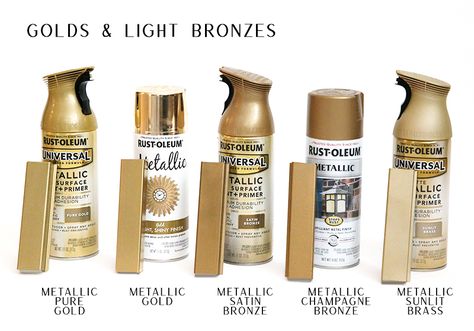 The best gold spray paitns. #spraypaint #gold #bronze#brass #matte #metallic #satin #rustoleum Best Gold Spray Paint, Brass Spray Paint, Colors For Home, Bronze Spray Paint, Juniper Home, Ikea Frame, Spray Paint Colors, Painted Desk, Gold Spray