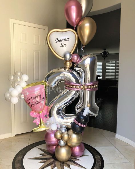 𝟗𝟎𝟗 𝐏𝐫𝐞𝐭𝐭𝐲 𝐏𝐞𝐭𝐚𝐥𝐬 on Instagram: “Today’s delivery 🚚  Cheers 🥂 to 21 balloon 🎈 Bouquet  Surprise your loved one with a balloon bouquet we can create them in any color or…” 21st Birthday Balloons, 21 Balloons, Balloon Bouquet Delivery, Flower Wall Rental, Diy Bouquet Wrap, Birthday Room Decorations, Balloon Garland Diy, Bouquet Delivery, 21st Birthday Decorations