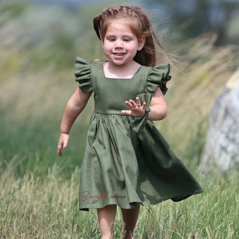 Green Flower Girl Dress Sage Flutter Sleeves Boho Wedding - Etsy 2t Flower Girl Dress, Green Flower Girl Dress, Green Flower Girl Dresses, Rustic Flower Girl Dress, Girl Green Dress, Girls Fall Dresses, Rustic Flower Girls, Flower Girl Ring Bearer, Girl Ring Bearer