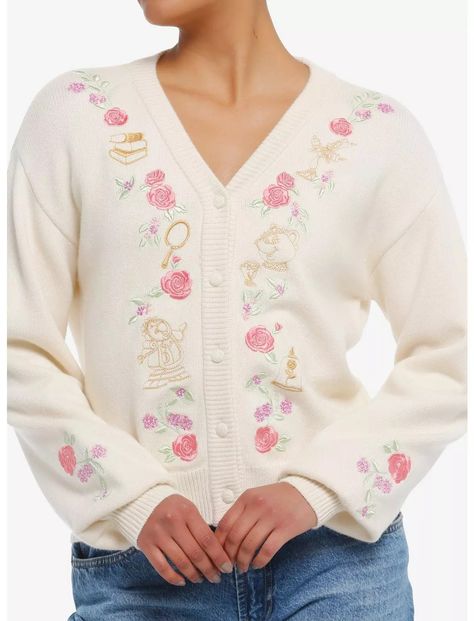 The Once Upon a Spring Her Universe Collection Fit for a Princess - Fashion - Cardigan Plus Size, Rose Cardigan, All Disney Princesses, Her Universe, Disney Beauty And The Beast, Disney Outfits, Disney Style, The Beast, Covered Buttons