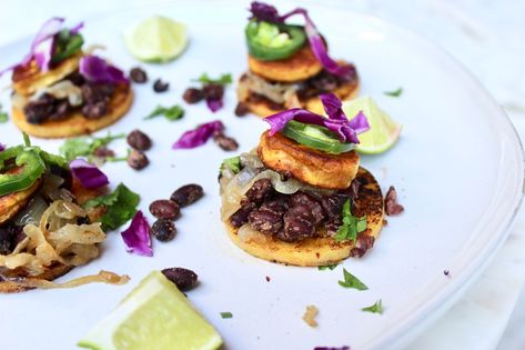 Black Bean + Plantain Polenta Stacks – Emerging Adult Eats Trader Joes Polenta Tube, Eggplant Polenta, Polenta Fine Dining, Polenta Stacks, Cetaphil Face Wash, Wild Mushroom Polenta, Ripe Plantain, Eat Meat, Red Cabbage