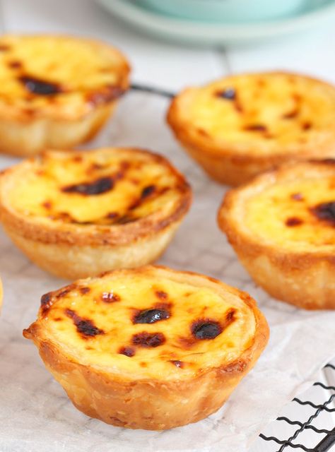 Egg Tart Recipe, Portuguese Tarts, Portuguese Egg Tart, Portuguese Desserts, Custard Desserts, Burnt Sugar, Egg Custard, Custard Tart, Food Lab