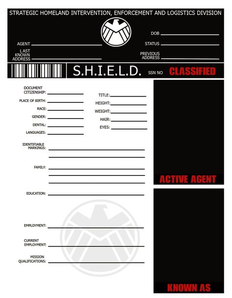 S.h.e.i.l.d Files, Shield Agent File, Sheild Files Template Marvel, S.h.i.e.l.d. Files Template, S.h.i.e.l.d. Files, Shield Files Template, S.h.i.e.l.d Aesthetic, Shield Documents, Agent Drawing