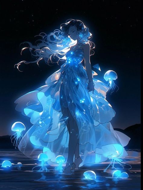 Jellyfish Woman, Anime Mermaid, Jellyfish Art, Anime Artwork Wallpaper, Dreamy Art, Beautiful Fantasy Art, Cute Anime Pics, Anime Artwork, الرسومات اللطيفة