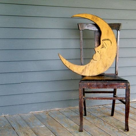 Moon Sign Nursery Decor Crescent Moon Lunar Man in the Moon | Etsy Mexican Accessories, Wooden Man, Red Sunflowers, Man In The Moon, Childrens Playroom, Moon Wall Art, Fish Wall Art, In The Moon, Nautical Design