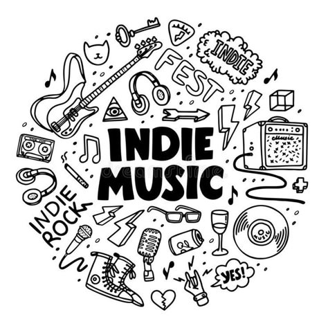 Band Branding, Circle Composition, Indie Rock Music, Music Doodle, Rock Band Logos, Indie Band, Black And White Vector, Music Station, School Of Rock