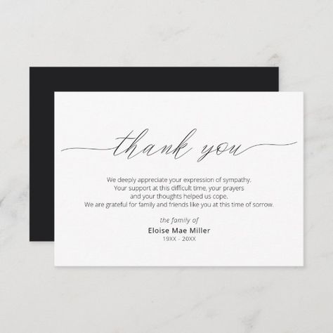 Modern Script Simple Sympathy Thank You Card Sympathy Thank You Cards, Expressions Of Sympathy, Sympathy Cards, Thank You Cards, Created By, Thank You, Stars